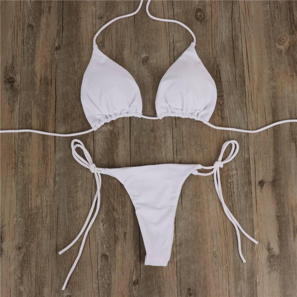 2-Piece Solid Color Bikini Swimsuit 1295