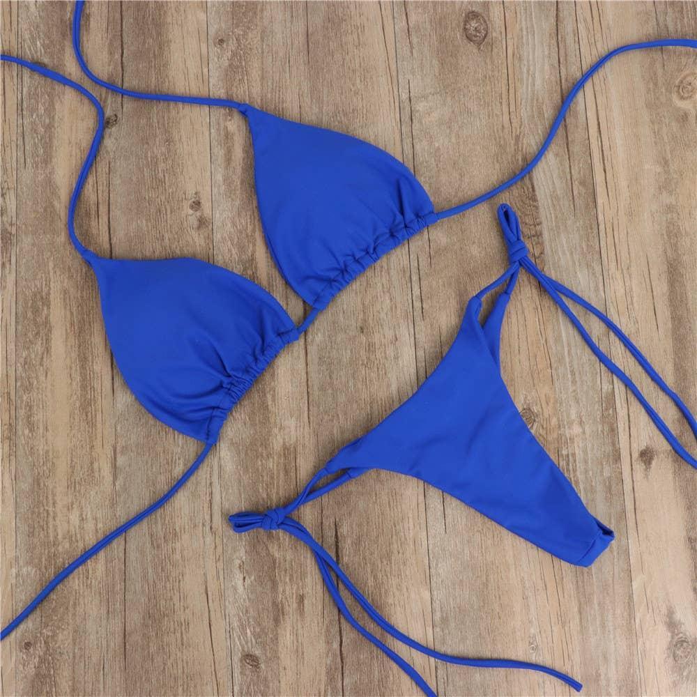 2-Piece Solid Color Bikini Swimsuit 1295