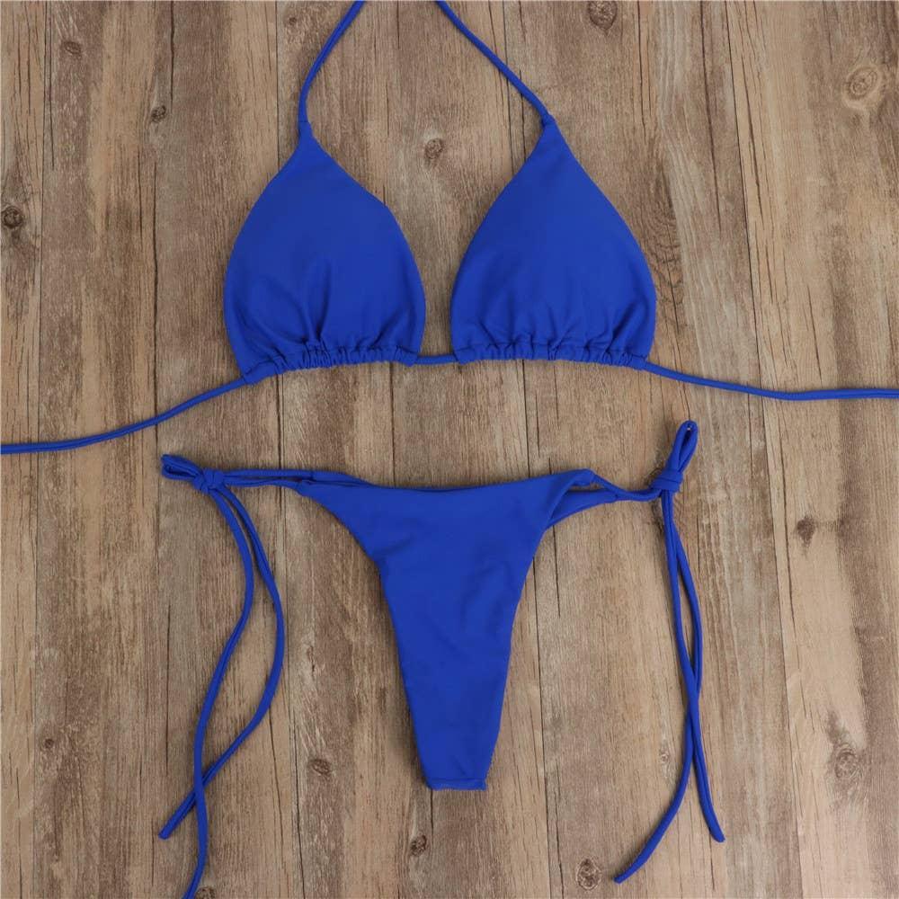 2-Piece Solid Color Bikini Swimsuit 1295