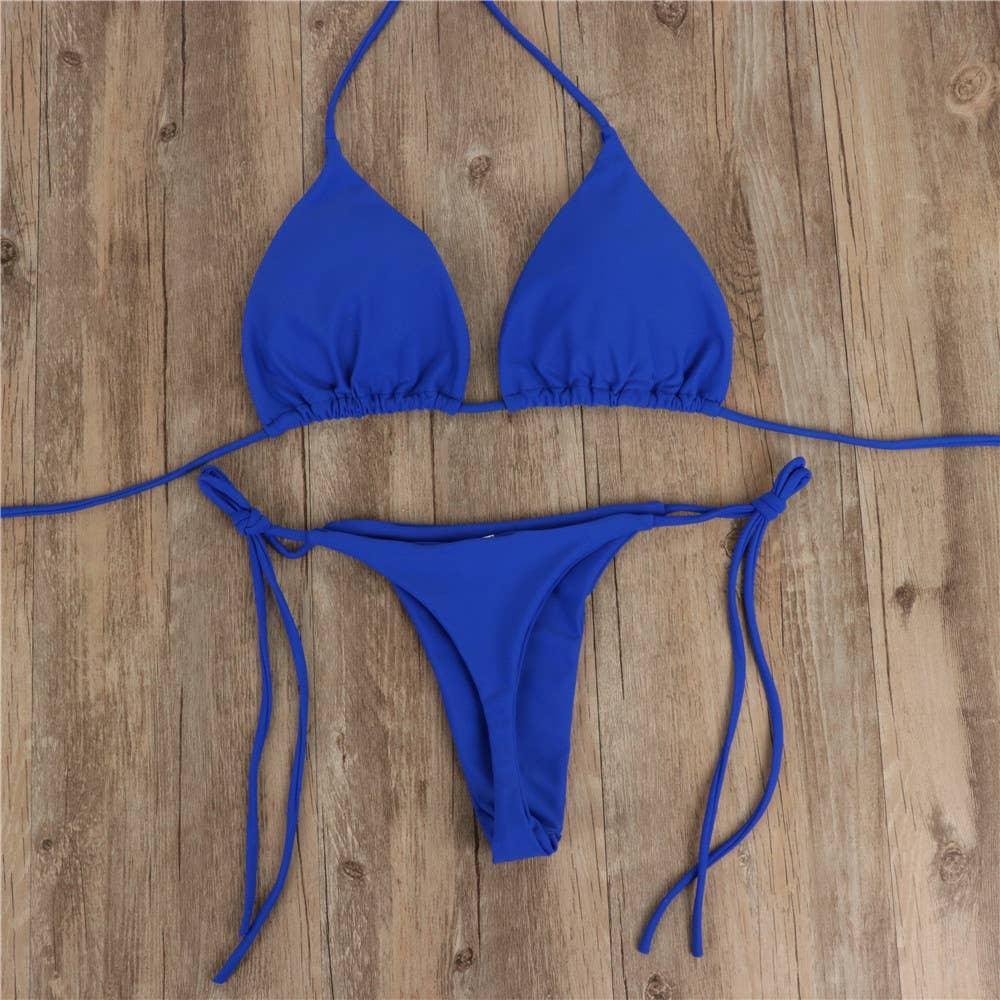 2-Piece Solid Color Bikini Swimsuit 1295
