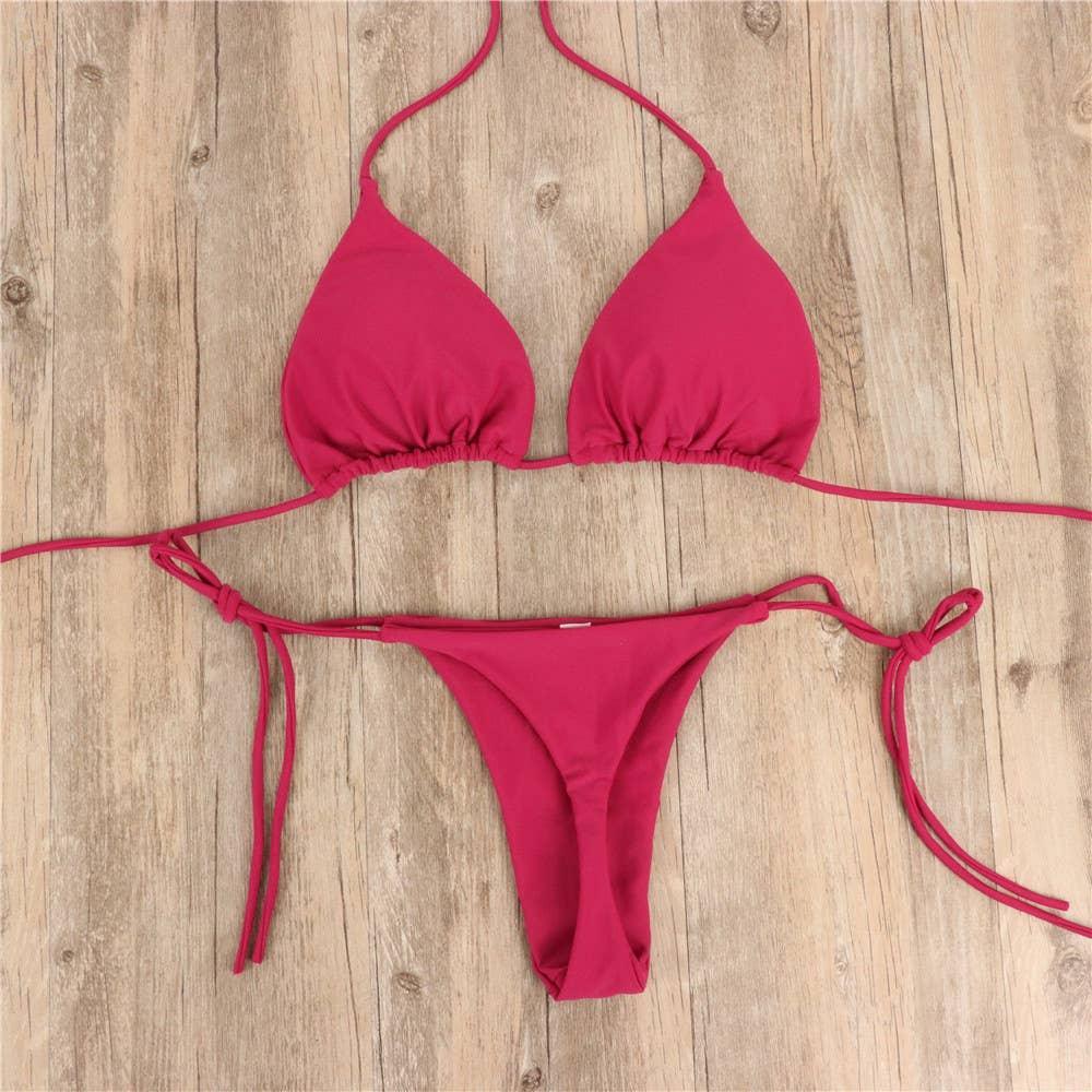 2-Piece Solid Color Bikini Swimsuit 1295