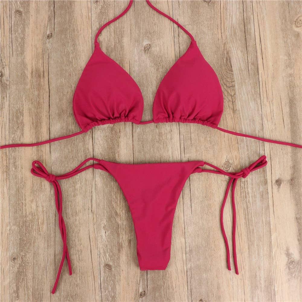 2-Piece Solid Color Bikini Swimsuit 1295