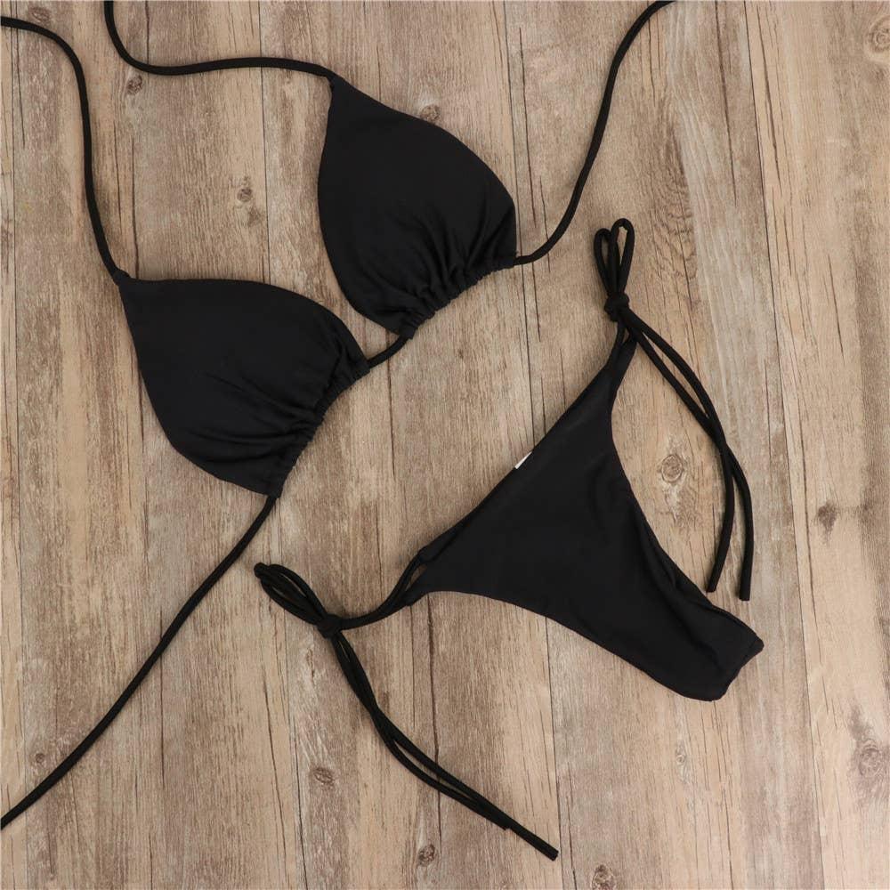 2-Piece Solid Color Bikini Swimsuit 1295
