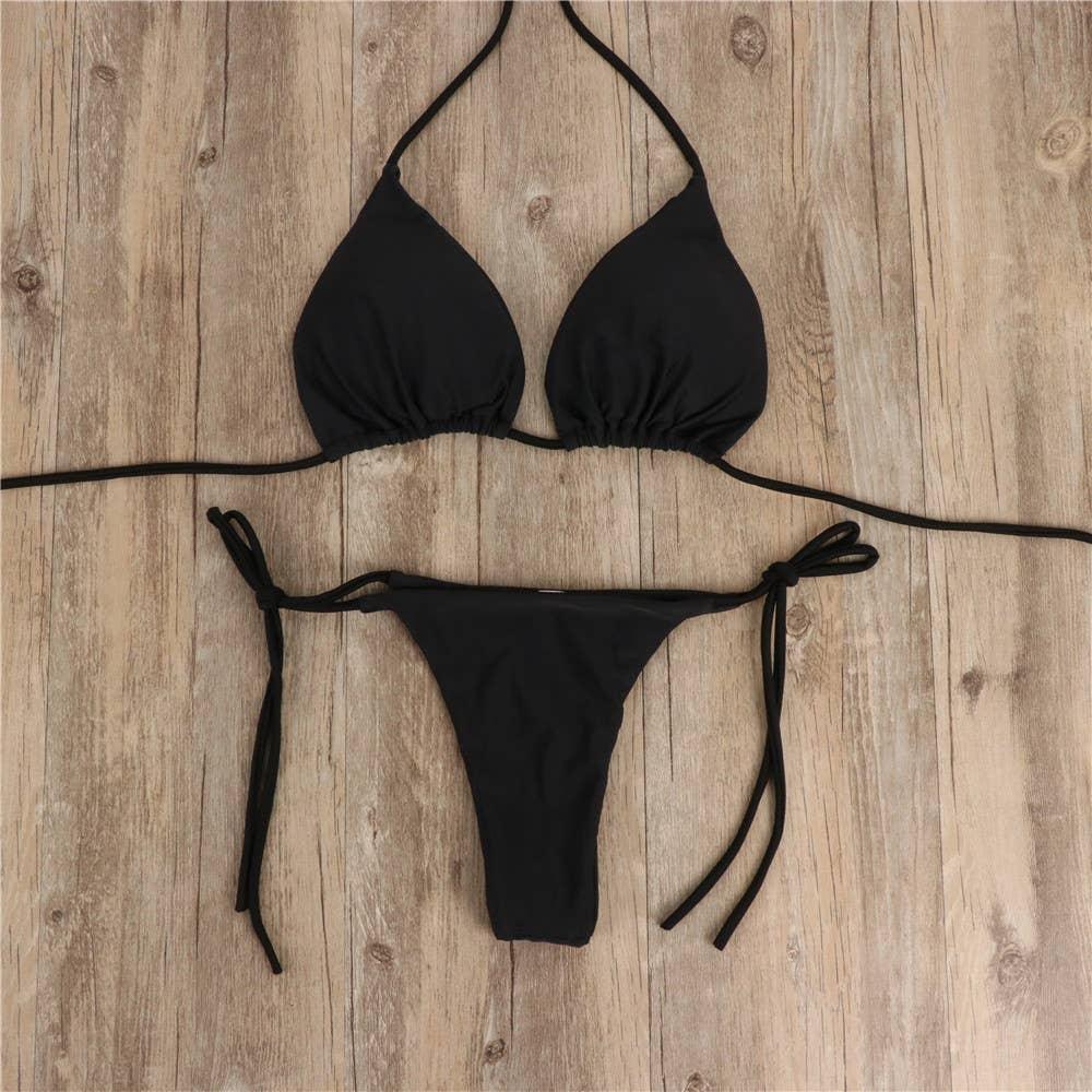 2-Piece Solid Color Bikini Swimsuit 1295