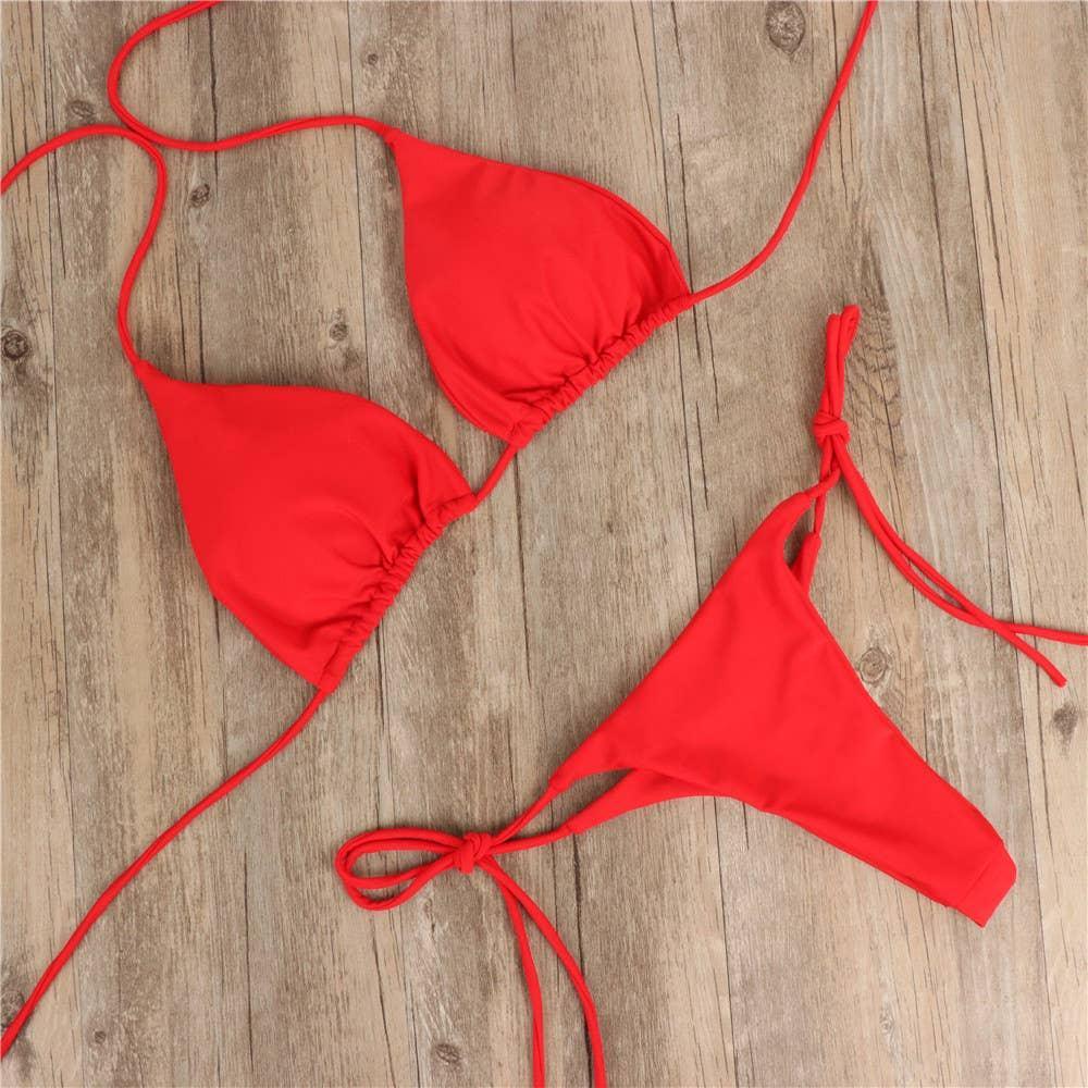 2-Piece Solid Color Bikini Swimsuit 1295