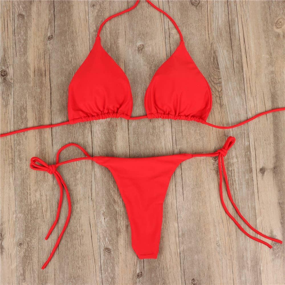 2-Piece Solid Color Bikini Swimsuit 1295