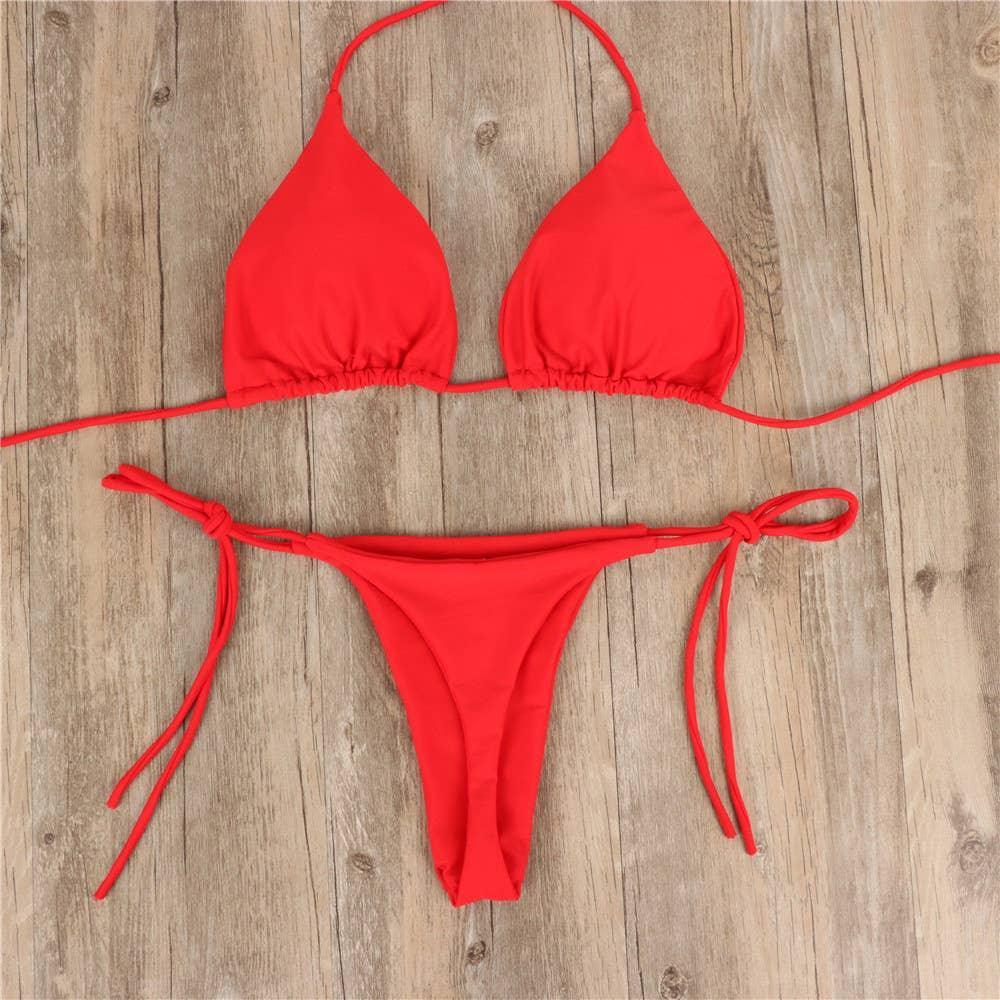 2-Piece Solid Color Bikini Swimsuit 1295