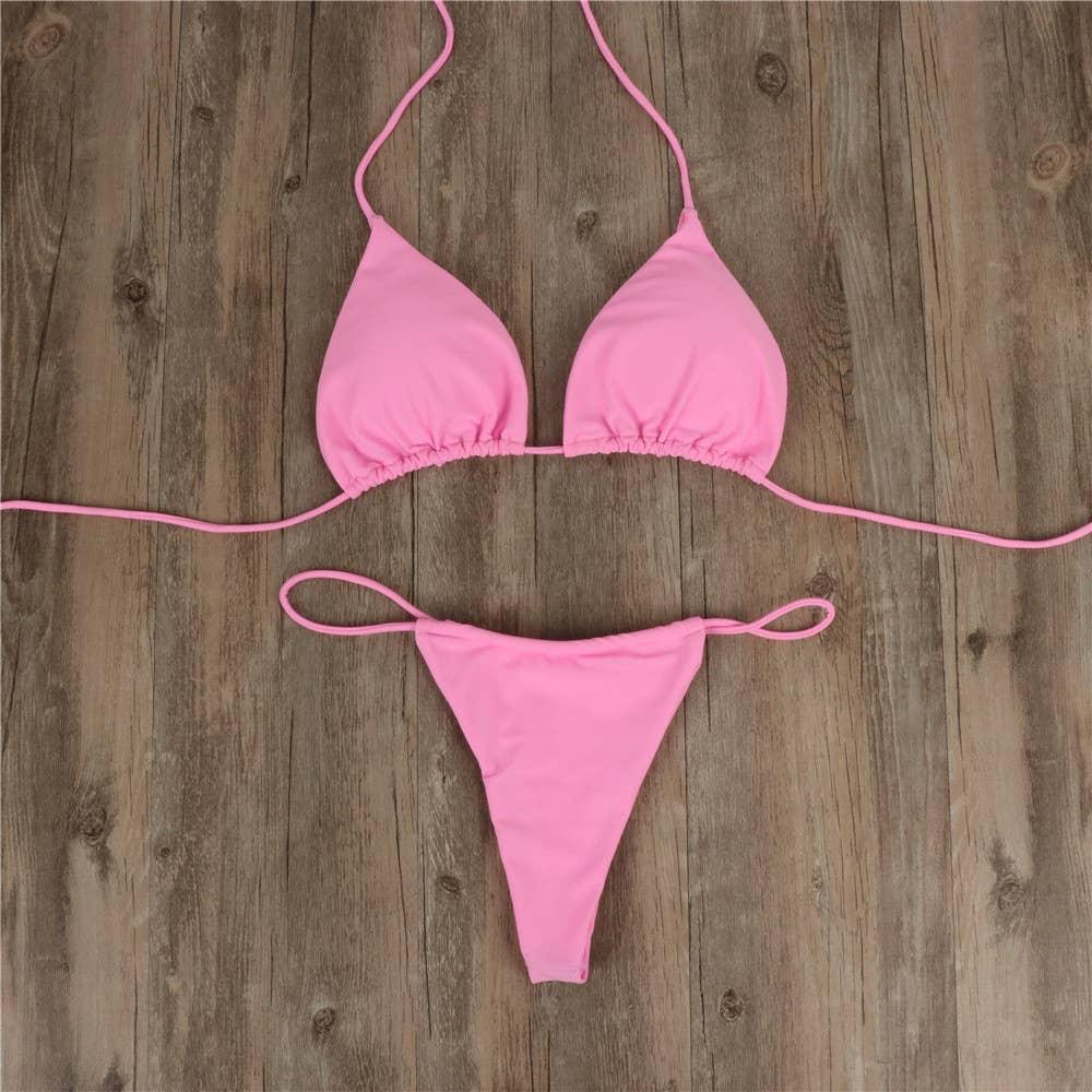 2-Piece Solid Color Bikini Swimsuit 1296