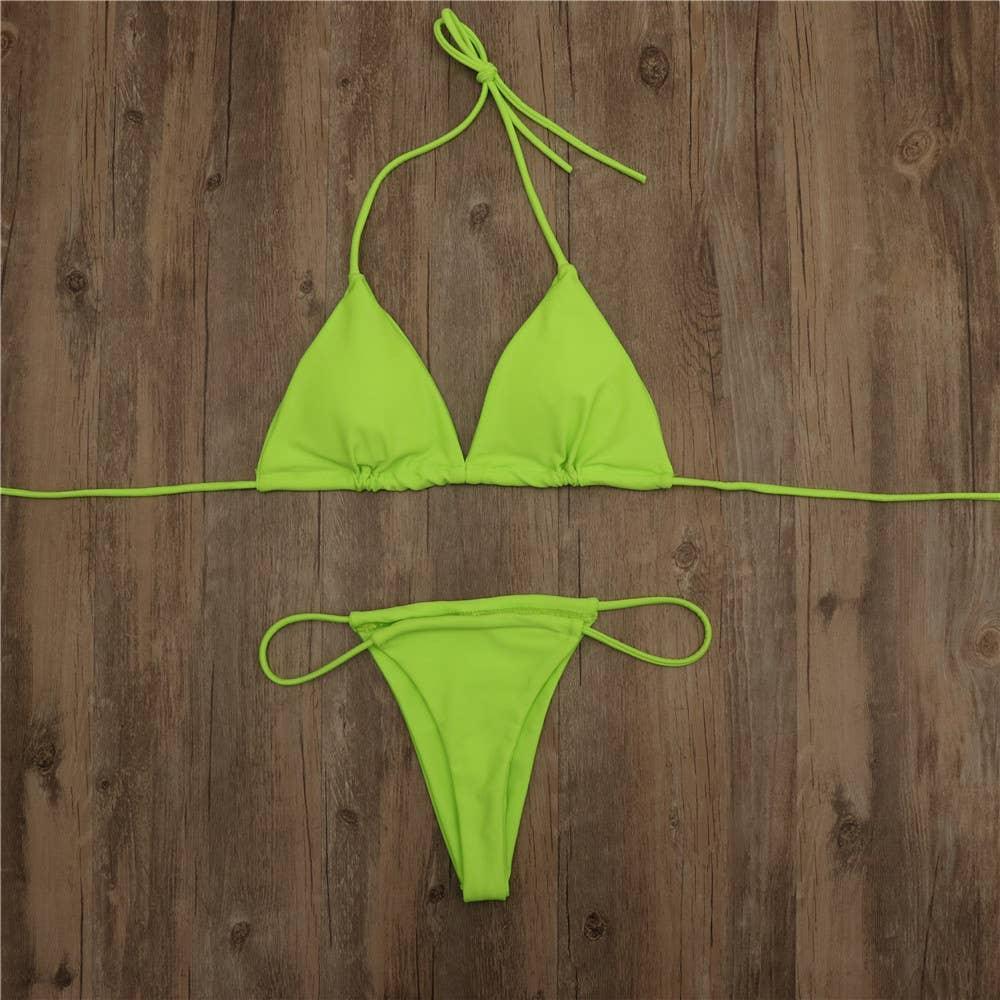 2-Piece Solid Color Bikini Swimsuit 1296