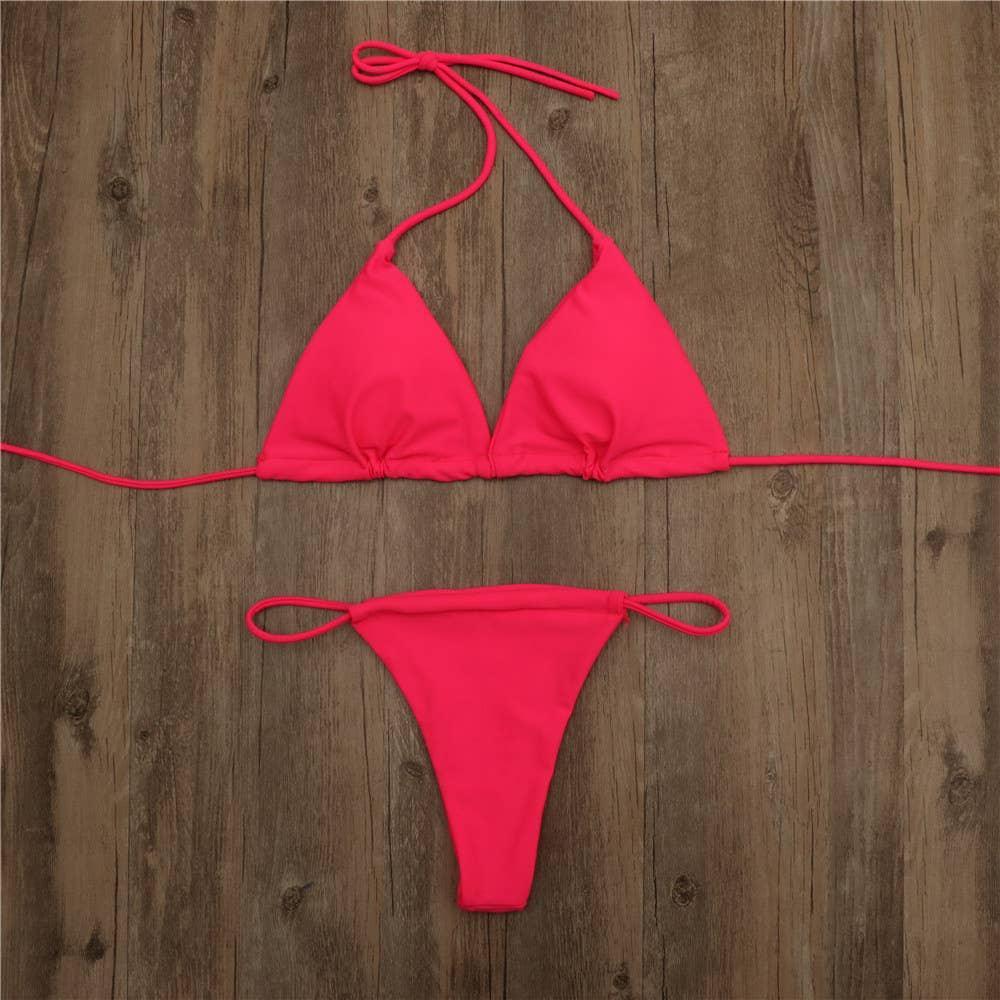 2-Piece Solid Color Bikini Swimsuit 1296