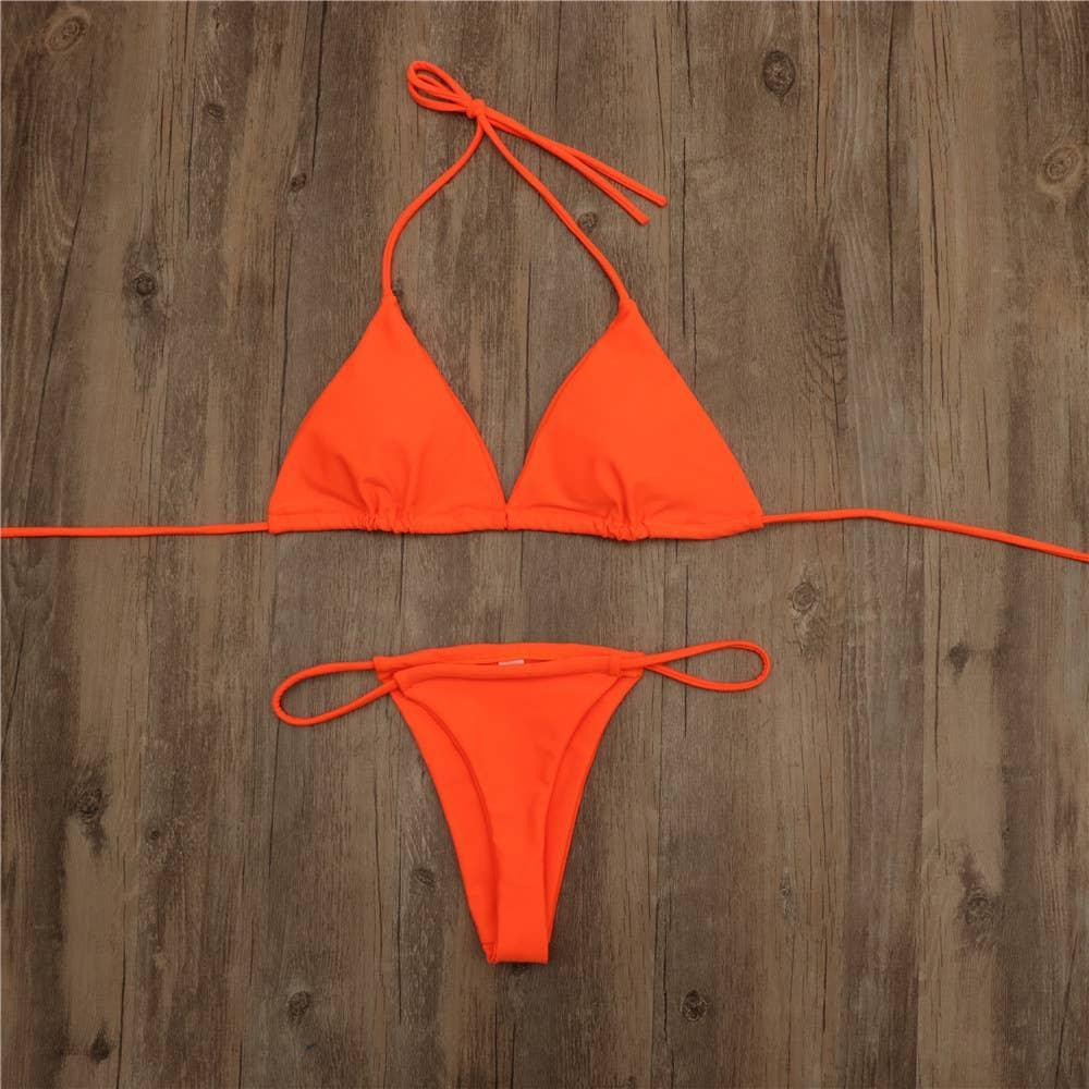 2-Piece Solid Color Bikini Swimsuit 1296