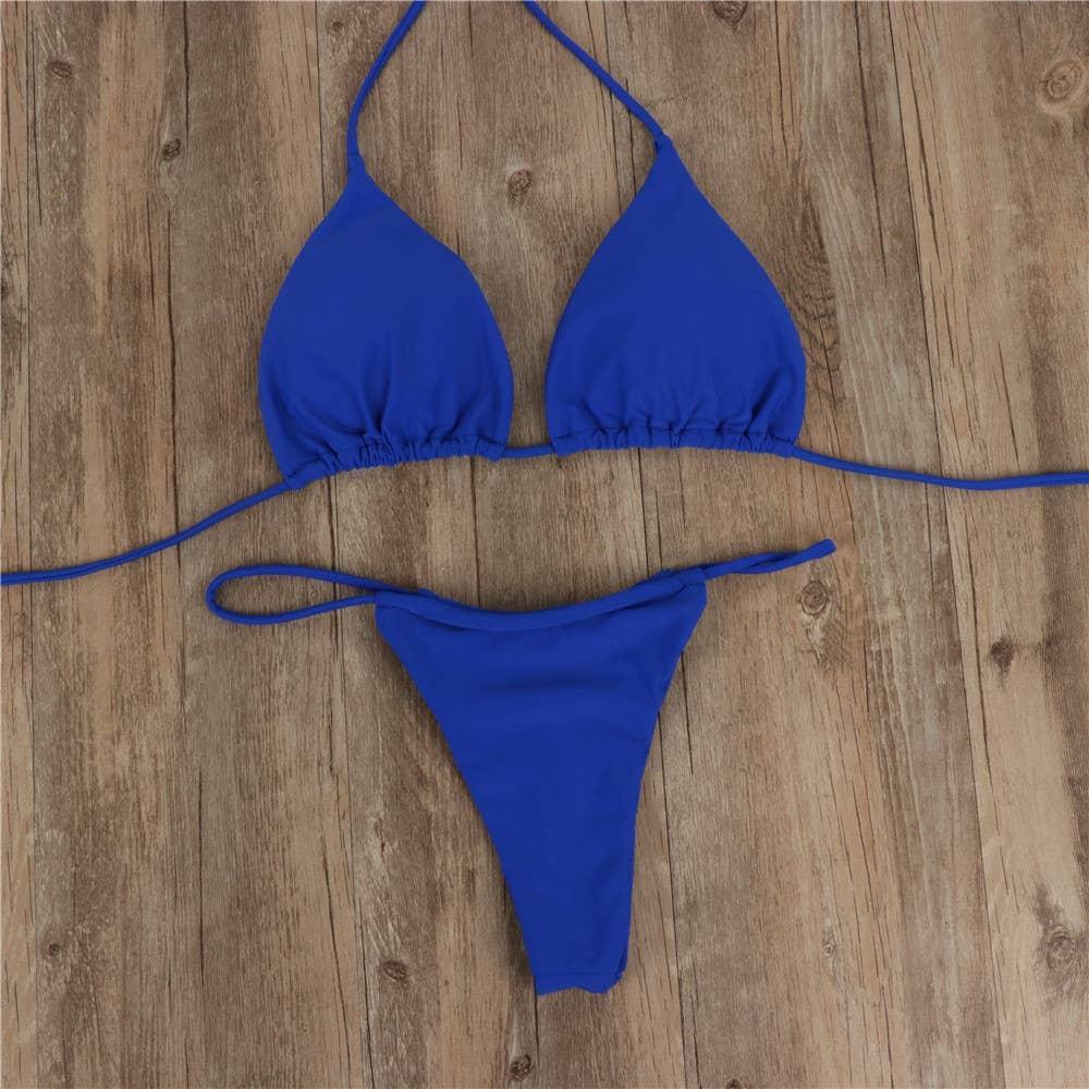 2-Piece Solid Color Bikini Swimsuit 1296