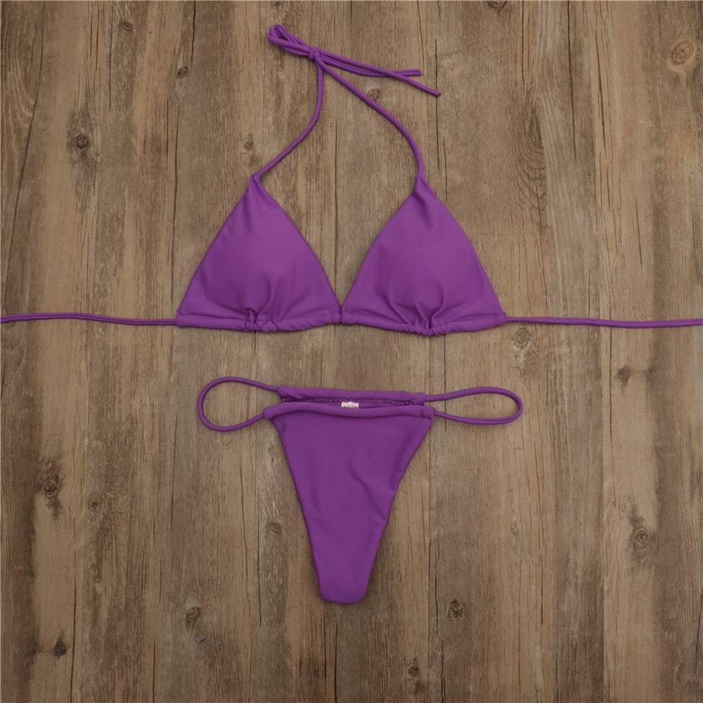 2-Piece Solid Color Bikini Swimsuit 1296