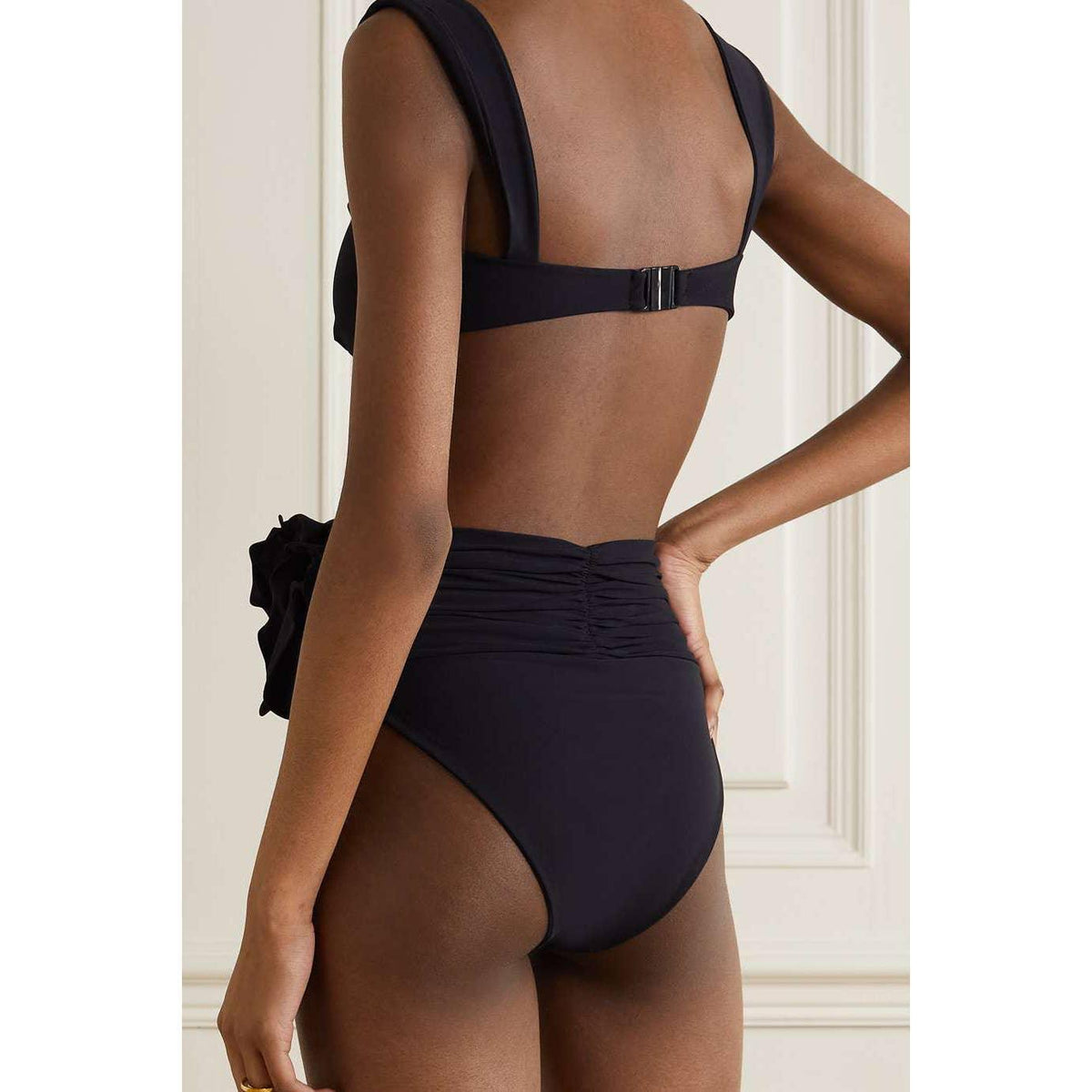 2 Piece Solid Color Flower Swimsuit Bikini Set 6649