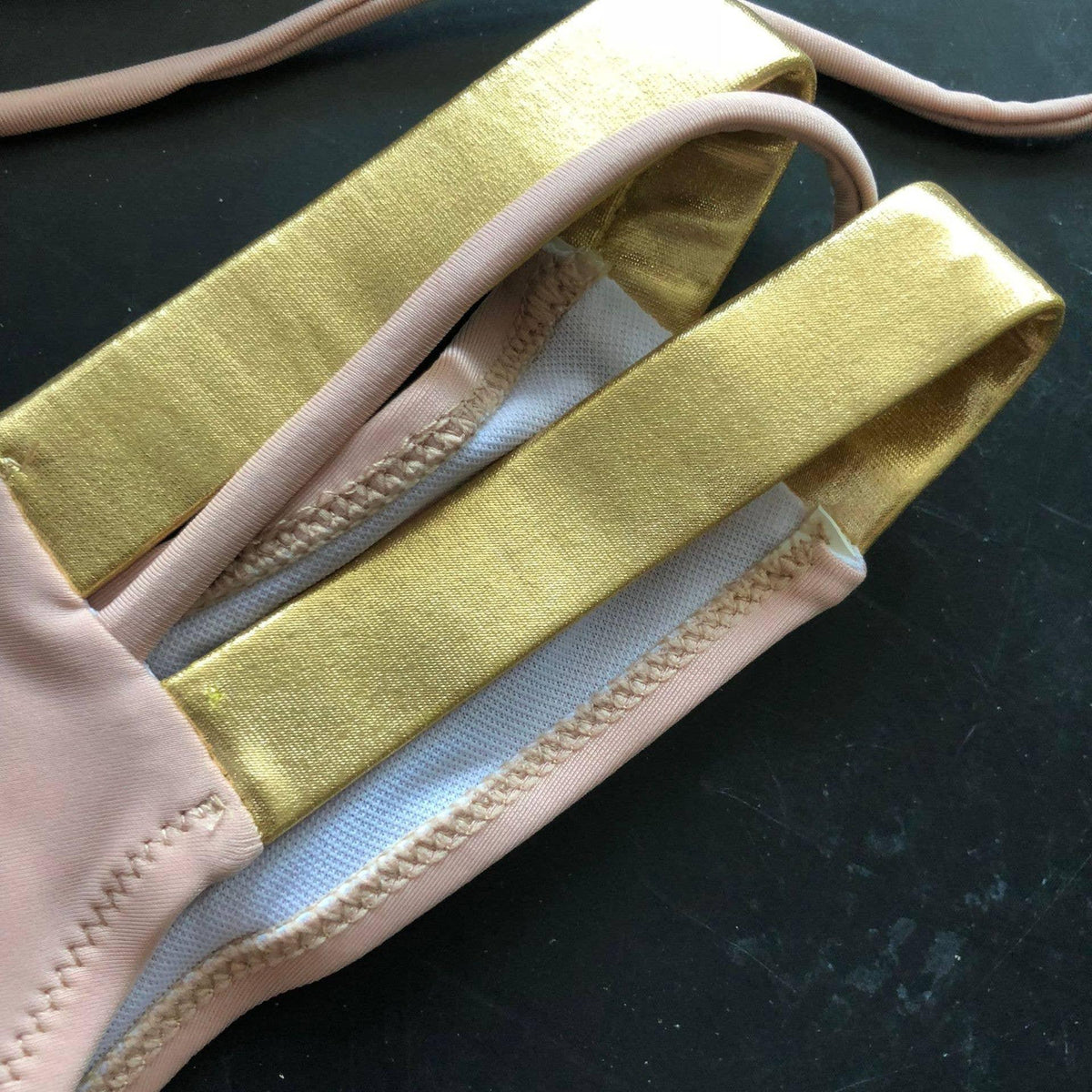 2-Piece Stripe Solid Color Bikini Swimsuit