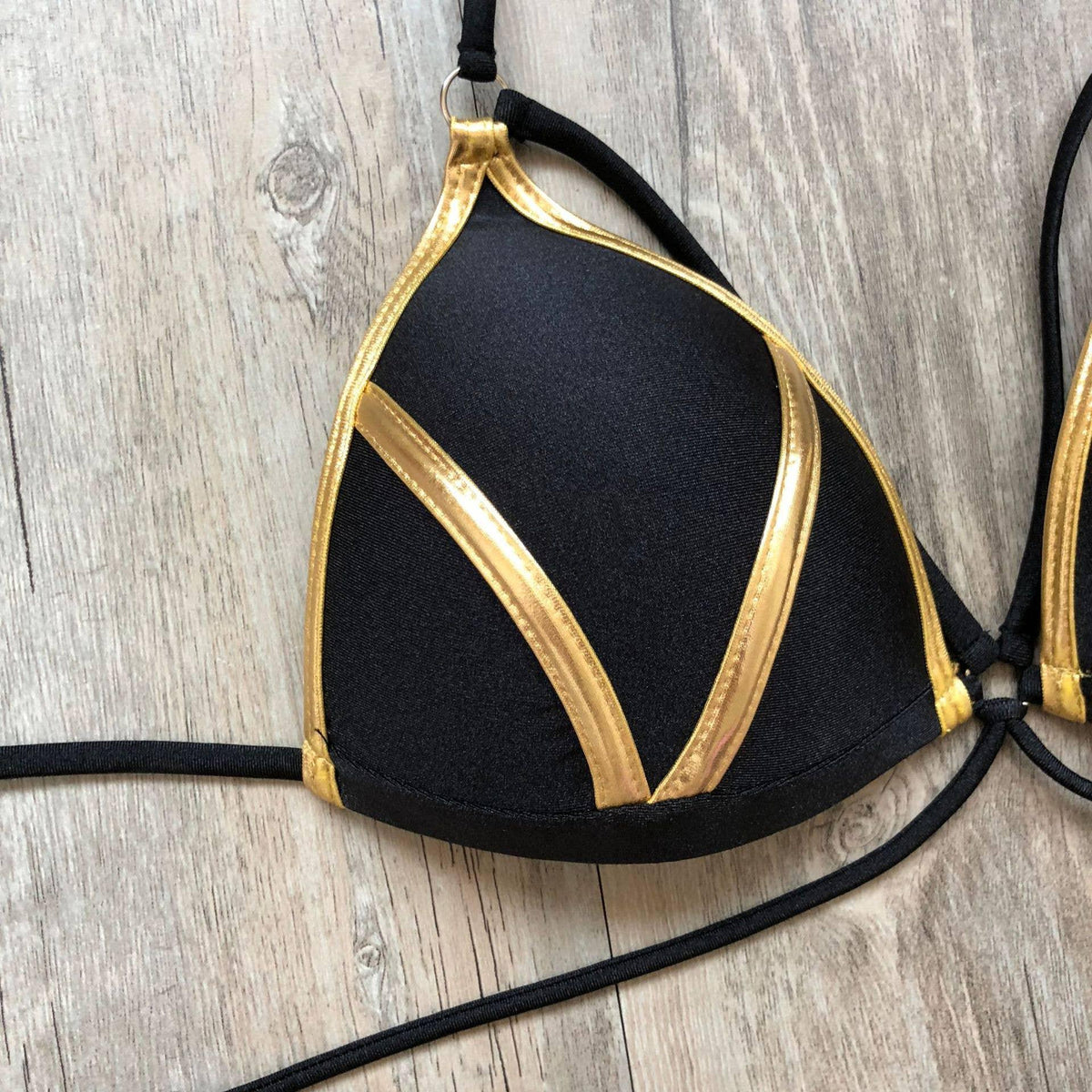 2-Piece Stripe Solid Color Bikini Swimsuit