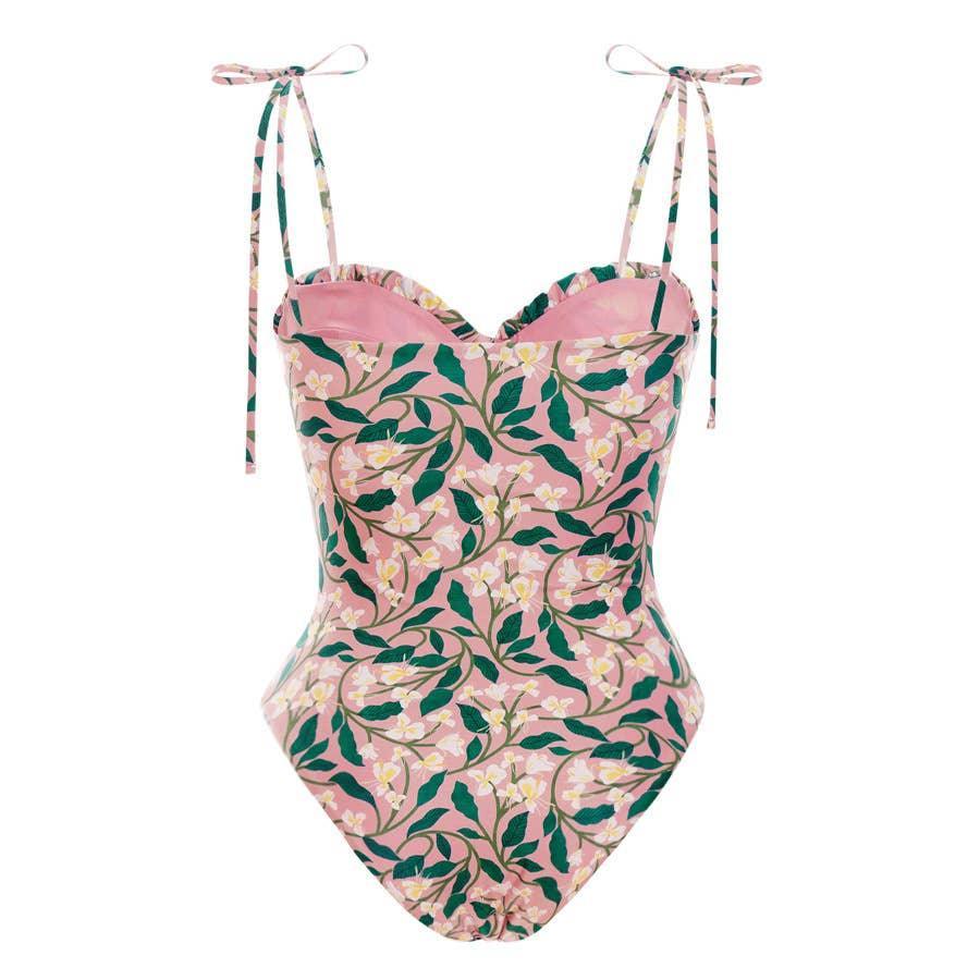 2 Shoulder Floral Print One Piece Swimwear with Cover Up Y129