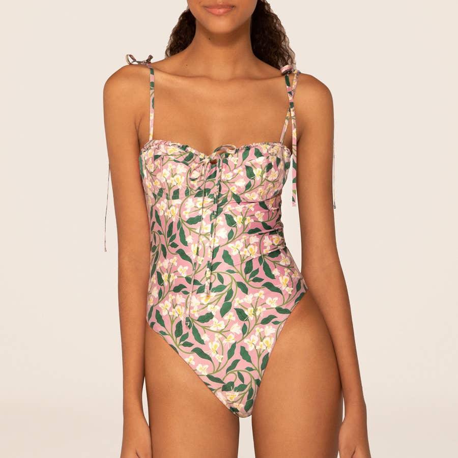 2 Shoulder Floral Print One Piece Swimwear with Cover Up Y129