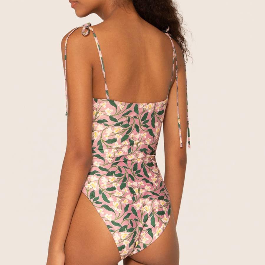 2 Shoulder Floral Print One Piece Swimwear with Cover Up Y129