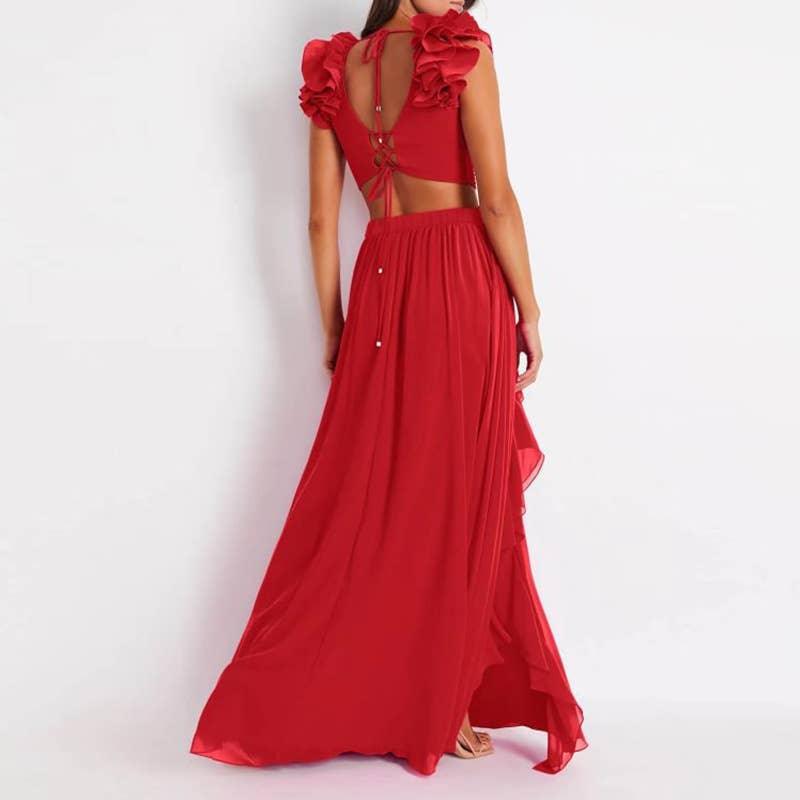 2 Shoulder Solid Color One Piece Swimwear with Cover Up