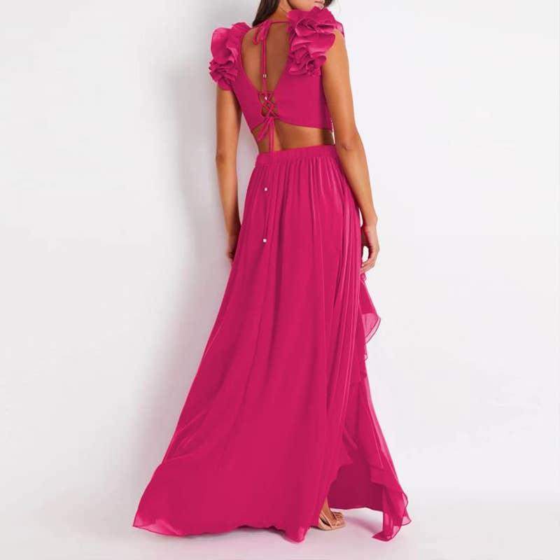 2 Shoulder Solid Color One Piece Swimwear with Cover Up