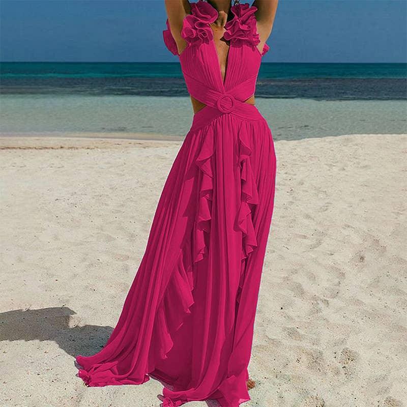 2 Shoulder Solid Color One Piece Swimwear with Cover Up