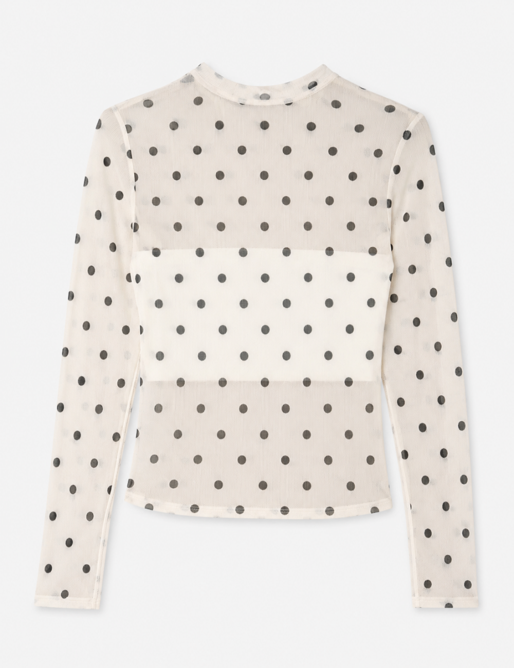 Ladies Round Neck See Sheer Polka Dot Layring Top