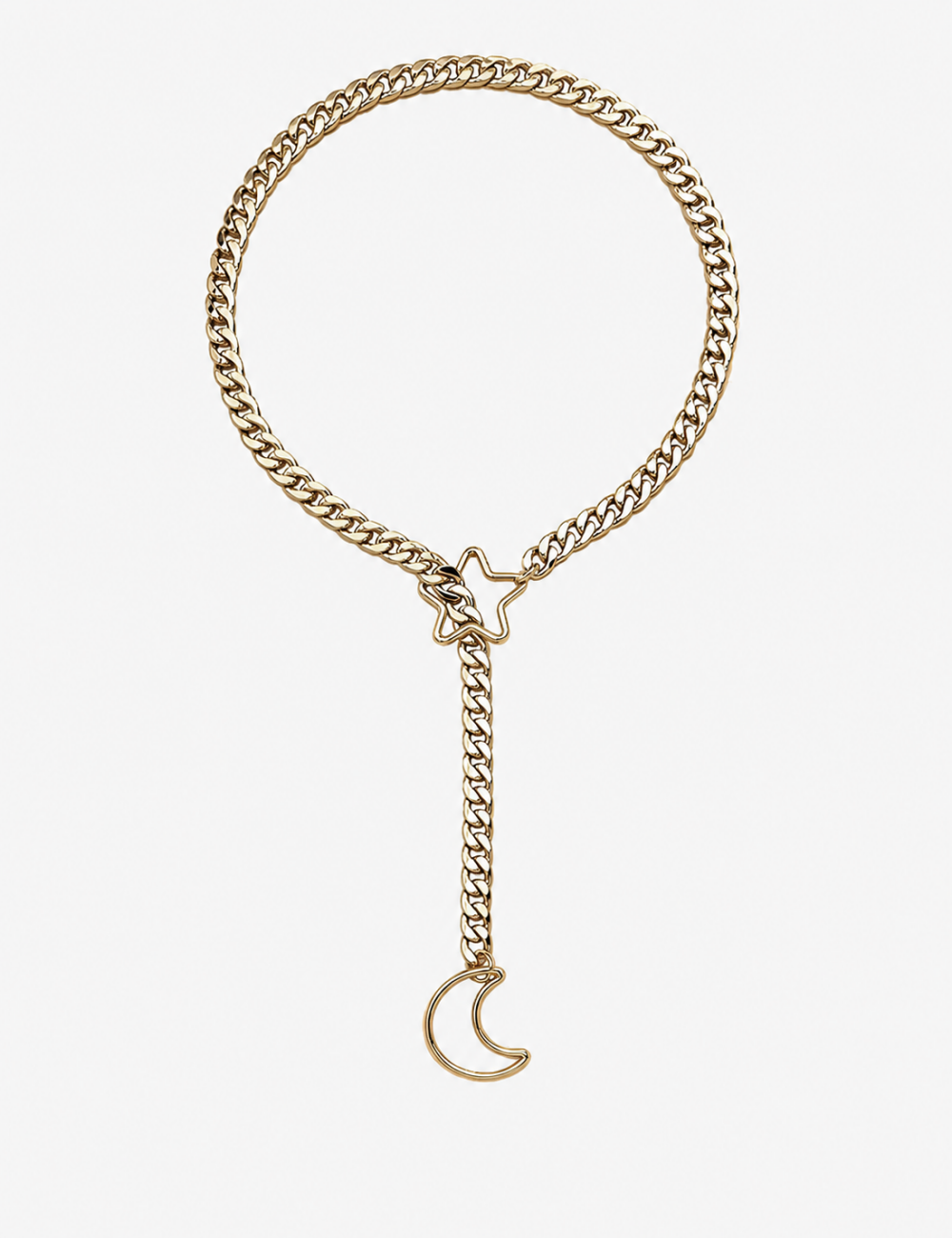 Ladies Star & Moon Y-Shaped Lariat Necklace