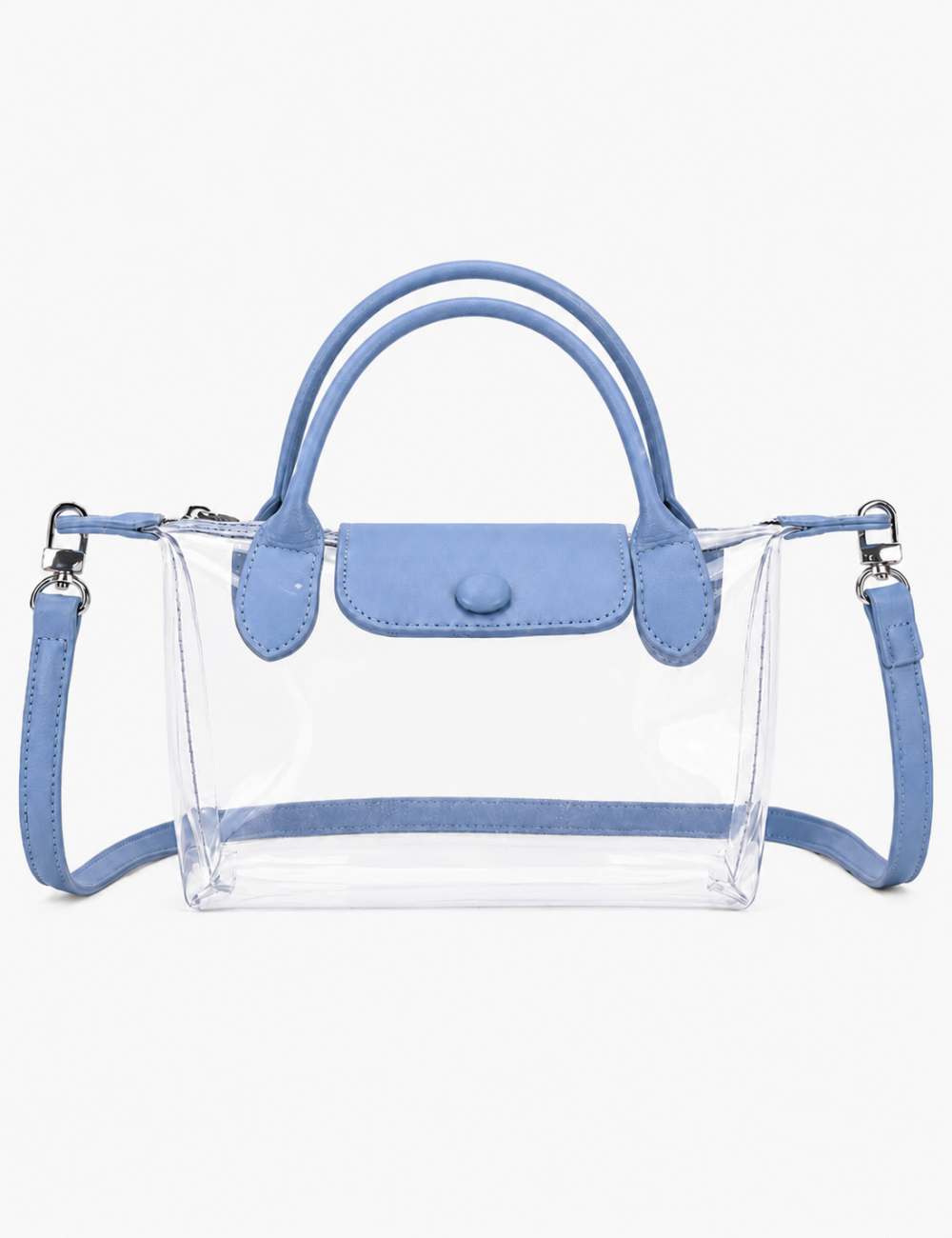 Ladies Transparent Jelly PVC Crossbody Double Handle Handbag