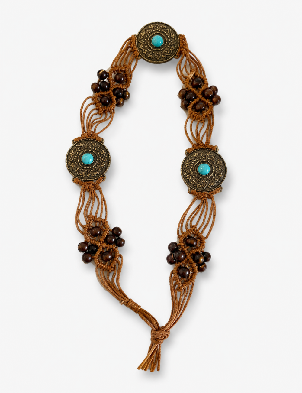 Ladies Boho Wax Rope Beaded Waist Belt