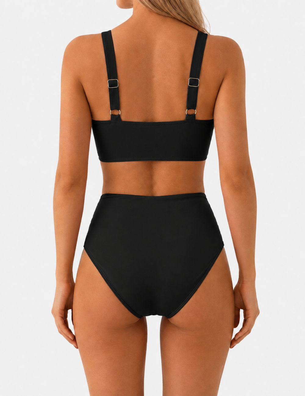 Ladies Twist-Front V-Neck High-Waisted Bikini Set
