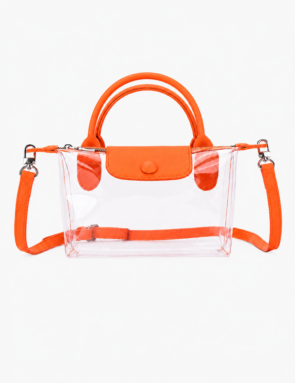 Ladies Transparent Jelly PVC Crossbody Double Handle Handbag