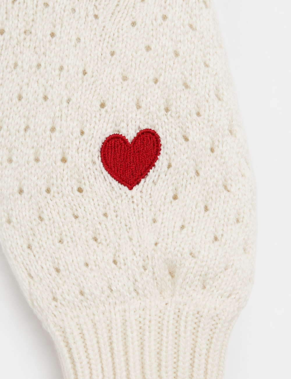Ladies Heart Applique Hollow Out Knit Crew Neck Sweater