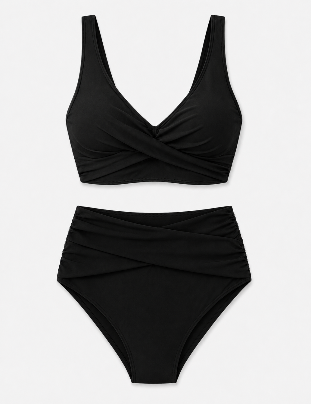 Ladies Twist-Front V-Neck High-Waisted Bikini Set