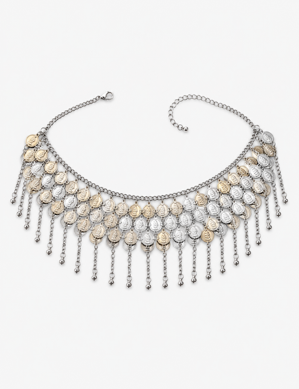 Ladies Coin Chain Waist Belt with Tassel Detail