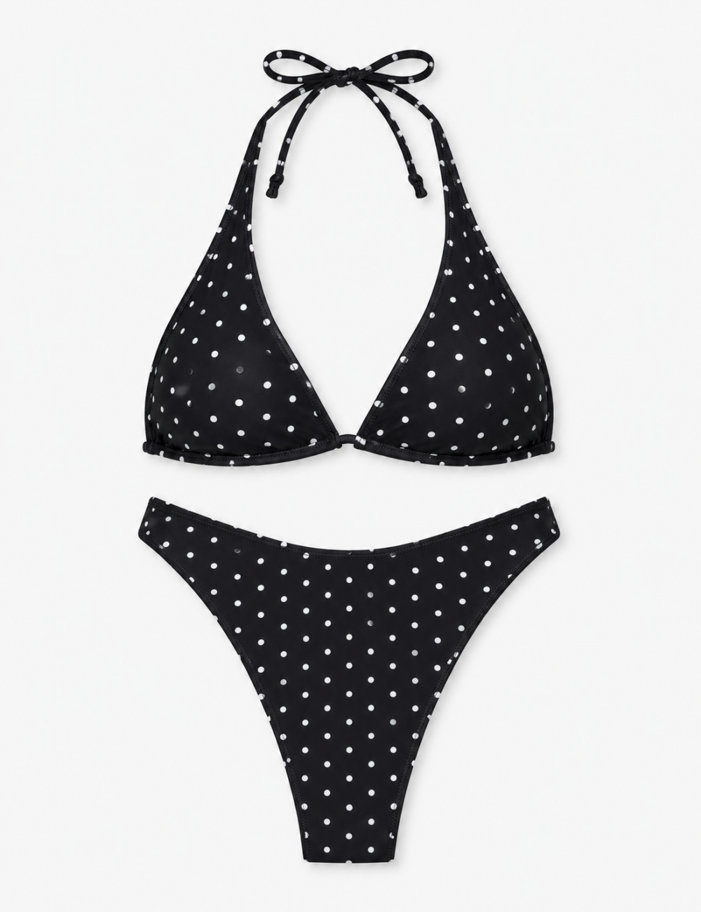 Ladies Polka Dot Halter Triangle Bikini Set