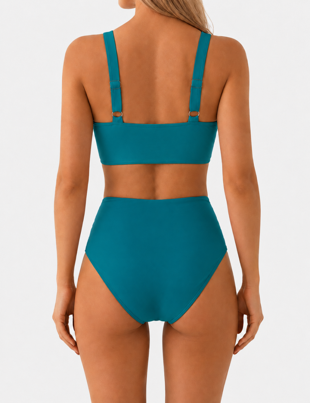 Ladies Twist-Front V-Neck High-Waisted Bikini Set