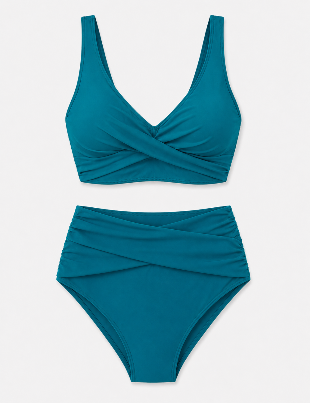 Ladies Twist-Front V-Neck High-Waisted Bikini Set