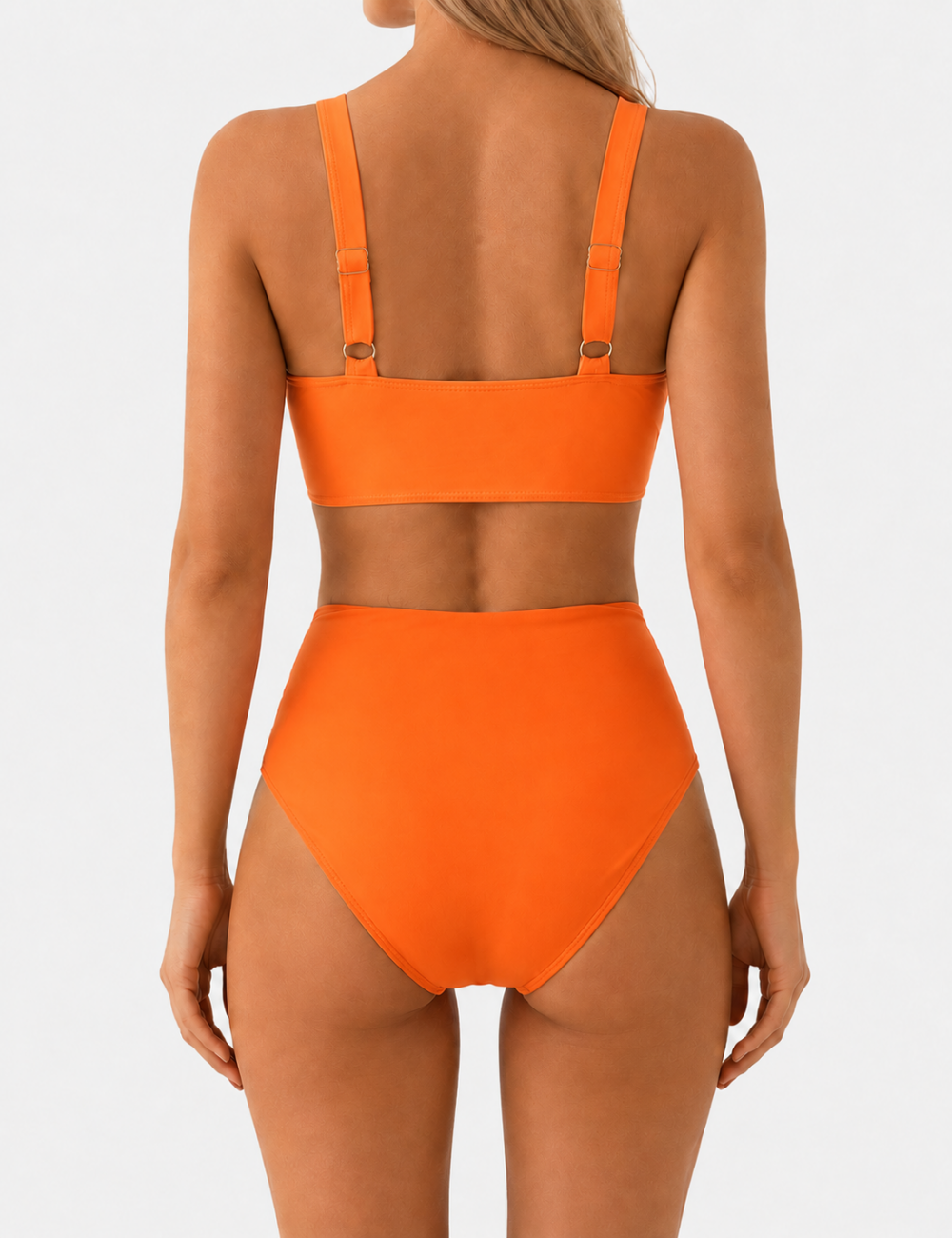 Ladies Twist-Front V-Neck High-Waisted Bikini Set