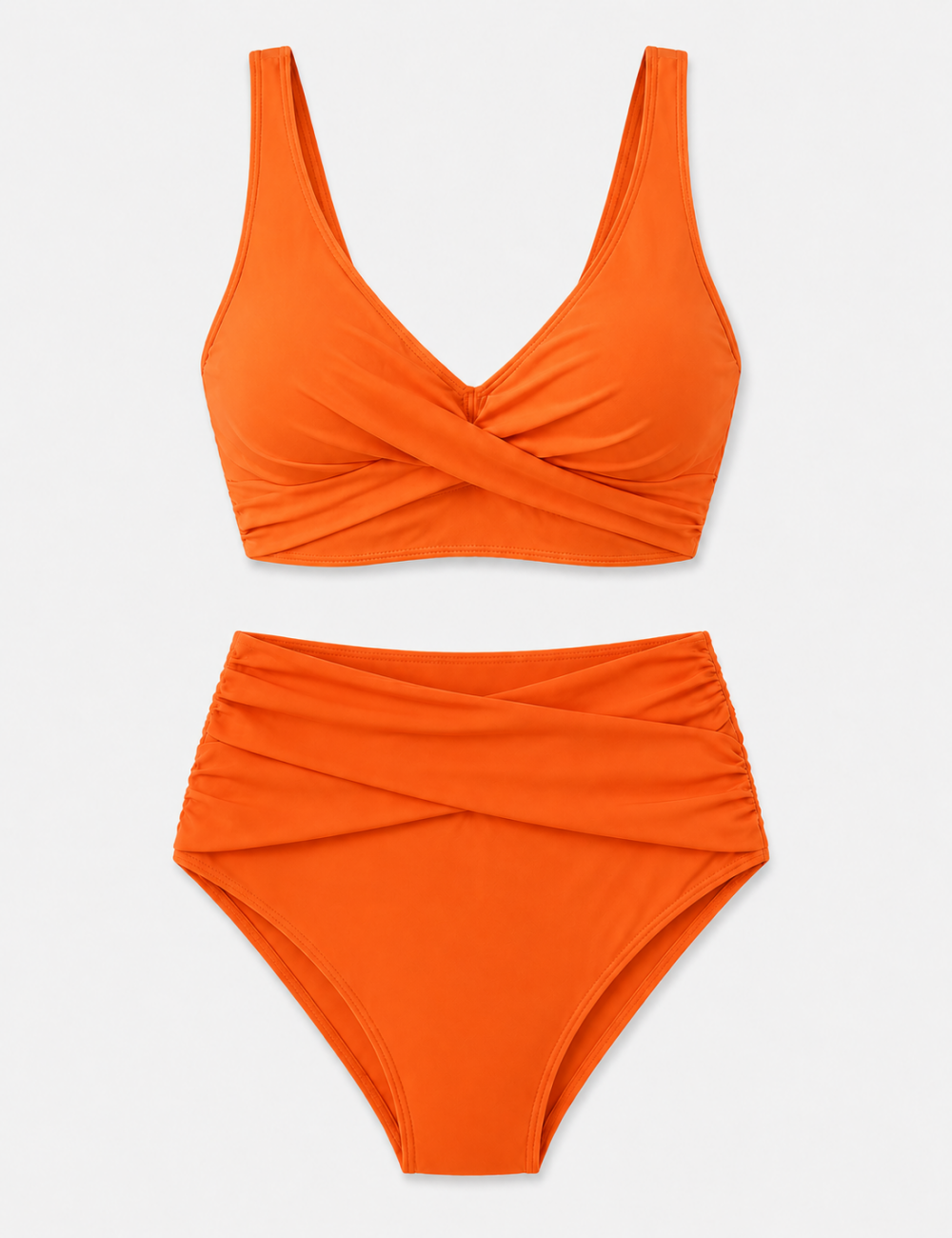 Ladies Twist-Front V-Neck High-Waisted Bikini Set