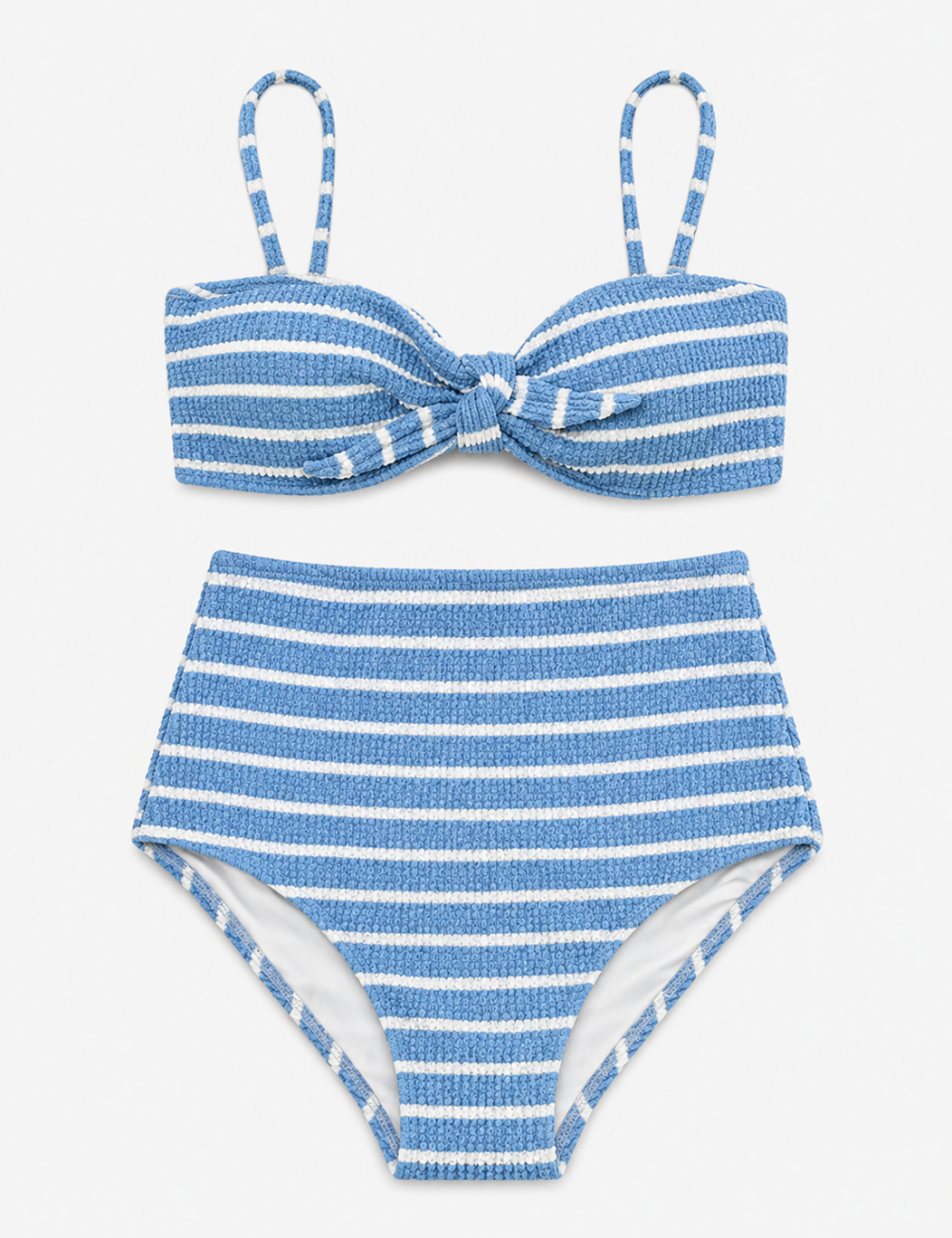 Ladies Stripe Front Bow Design Back Clouse Bikini Set