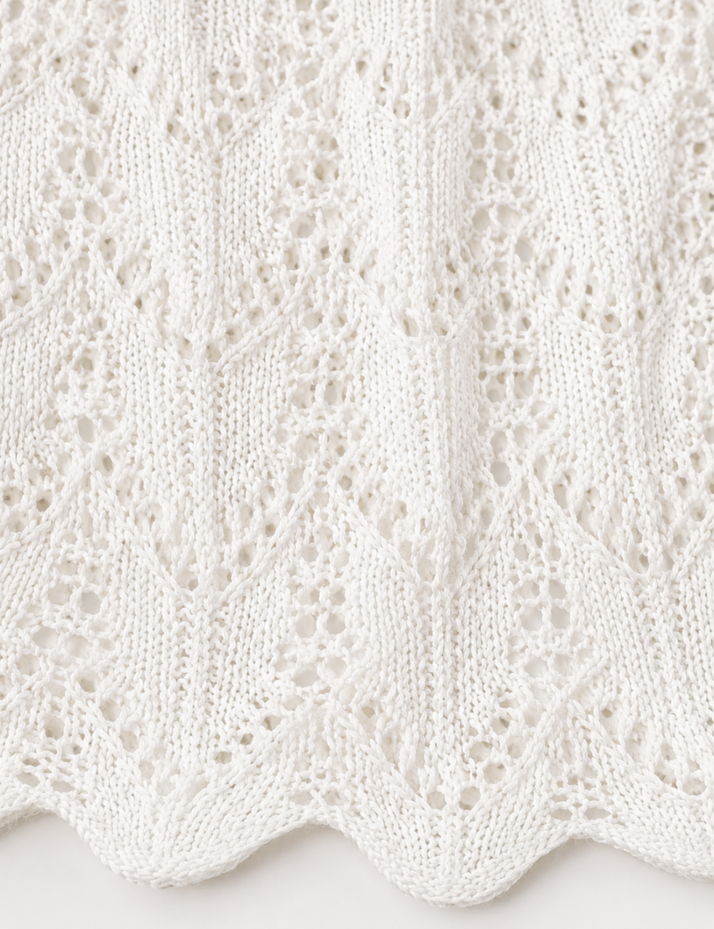 Ladies U-Neck Hollow Out Scallop Hem Crochet Cover Up