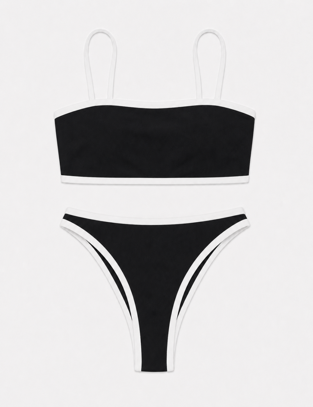 Ladies Simple Contrast Trim Balconette Bikini Set