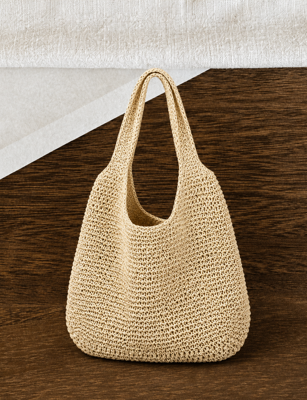 Ladies Single Shoulder Large Capacity Faux Straw Tote Bag