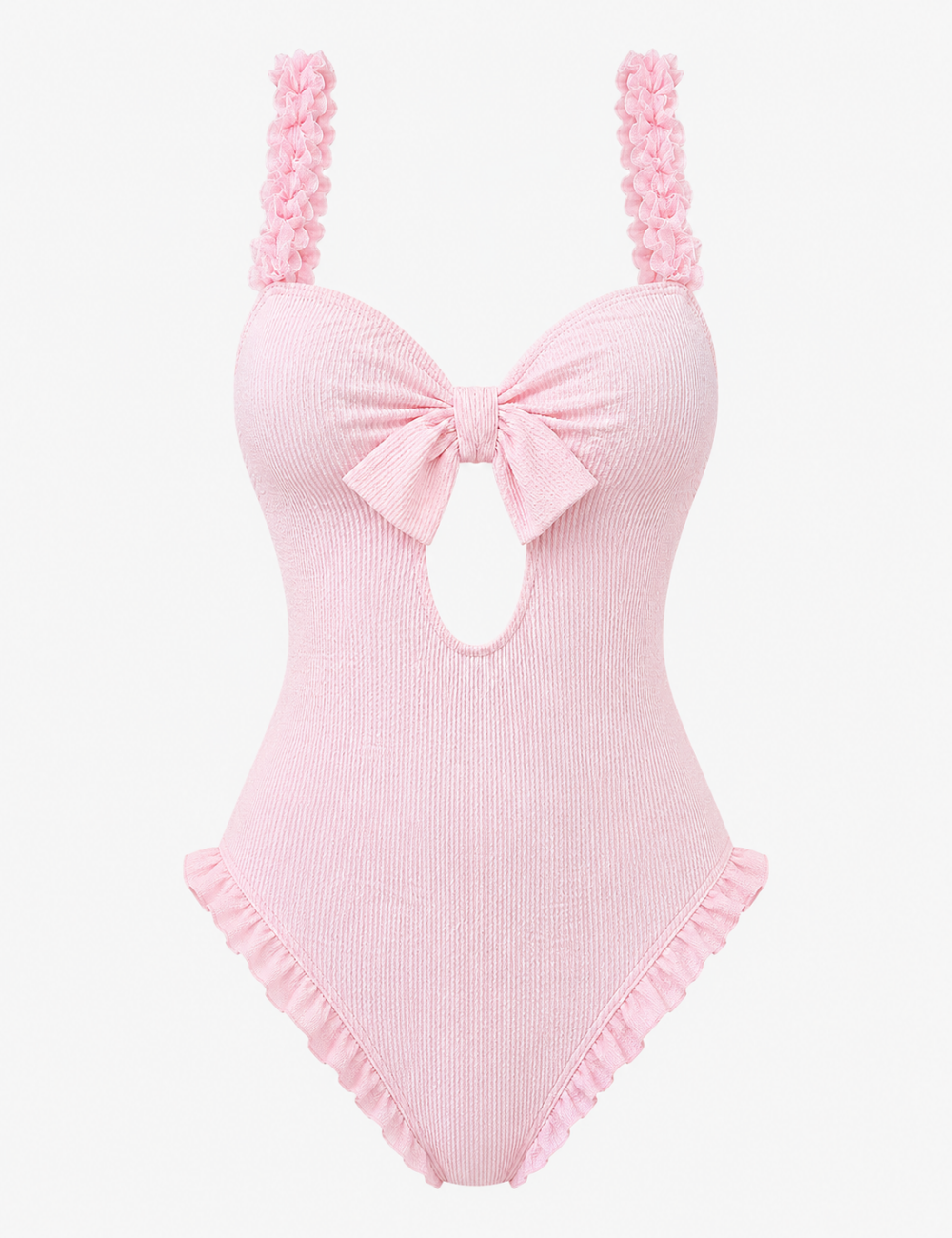 Ladies Openwork Design Front Bow Detail One Piece Swimsuit