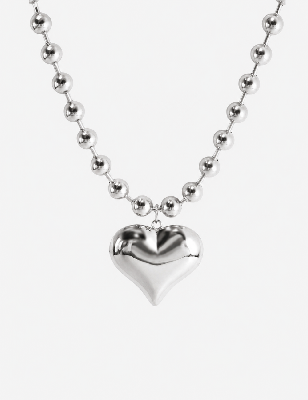 Ladies Heart Pendant Ball Chain Necklace