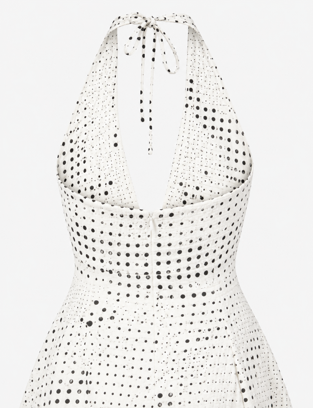 Ladies Chic Polka Dot Halter V-Neck Sleeveless Midi Dress