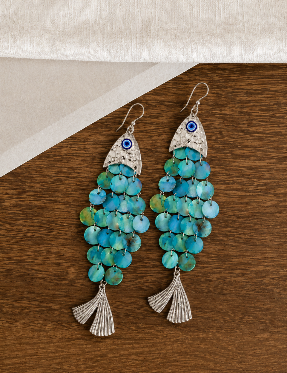 Ladies Boho Shell Bead Tassel Drop Earrings