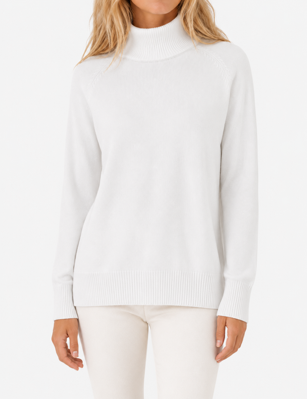 Ladies Solid Turtleneck Long Sleeves Sweater