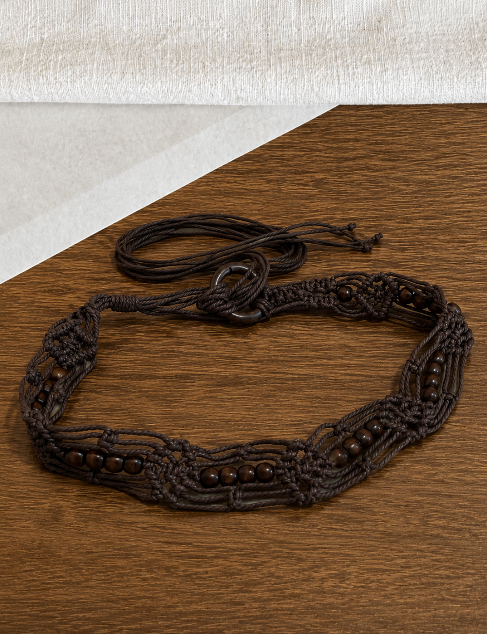 Ladies Boho Wax Rope Beaded Waist Belt